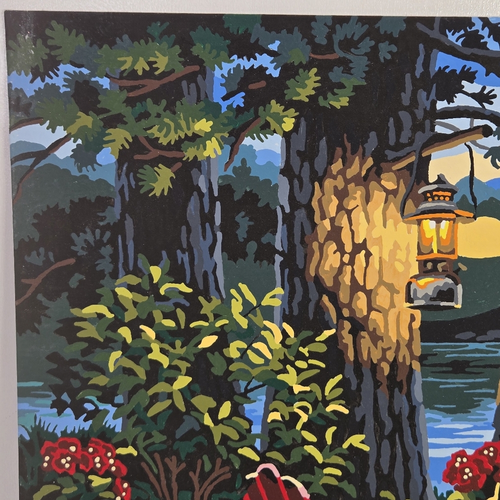 Adirondack Evening Paint By‎ Number Finished Acrylic Painting 20x14 No Border - Picture 4 of 17